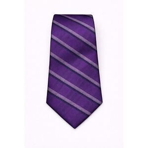 Calvin Klein Mens Tie Purple Plaid Striped Silk Blend Classic Formal Business